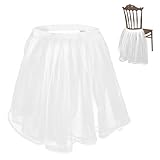 Lusofie Chair Tulle Tutu, 3 Layer Veil Fluffy Chair Skirt Chair Cover Cloak for Wedding, Baby Shower Party Decoration(White, 20” x 20”)