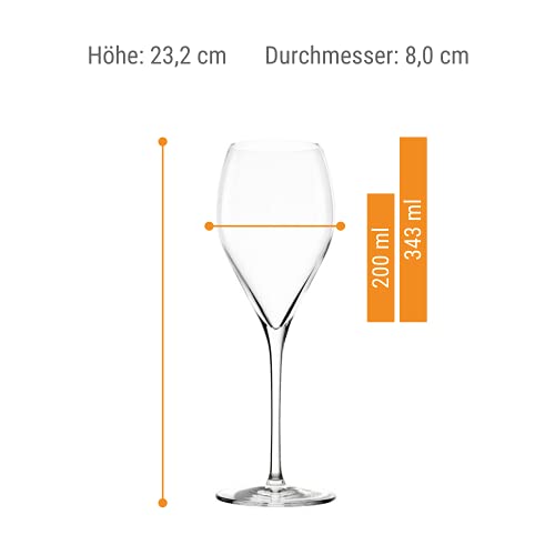 Foto von Stölzle Lausitz Champagnergläser Prestige 343 ml I 6 Stück I hochwertige Sektkelche 6er Set Kristallglas I Champagnerkelche spülmaschinenfest & bruchsicher I wie mundgeblasen