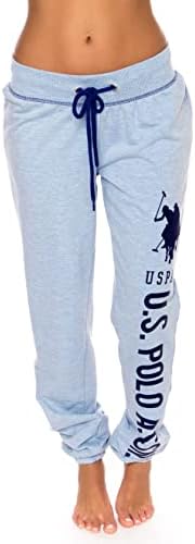 U.S. Polo Assn. Essentials Blue Sweatpants for Women - Womens French Terry Joggers (Blue Yonder Heather, Small)