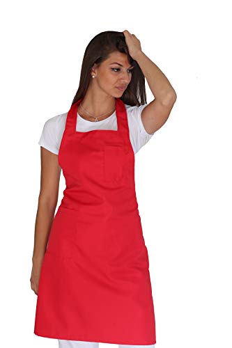 tessile astorino Broderie gratuite - Tablier de cuisine, unisexe, rouge, pour BBQ, restaurant, américain, maison, bar, chef, entreprises, nettoyage, pizzeria - Tablier personnalisé Cover