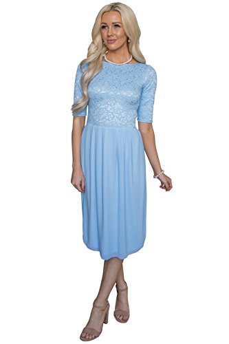 Jen Clothing Jada Modest Dress, Modest Bridesmaid Dress or Modest Prom Dress (S, Light Sky Blue)