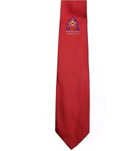 Corbata masonic regalia roja con logo de logia masónica ajustable clásica