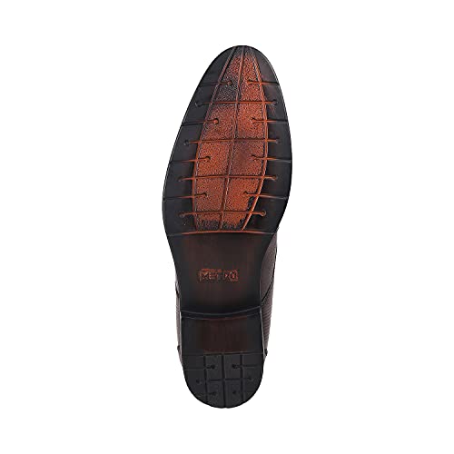 Image of Metro Men's Faux Leather Texture Panel Stylish Lace-up Formal Shoes