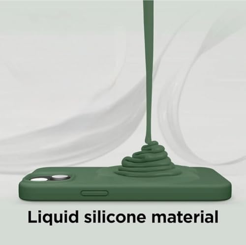 Image of Premium Liquid Silicone Case for iPhone 14 - Slim Full Body Protective Back Cover with Soft Microfiber Lining, Anti-Slip Grip Scratch Resistant Phone Case (Dark Green)