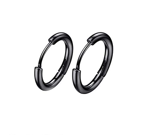 Image of 316L Surgical Stainless Steel Huggie Hoop Earrings 6mm 8mm 10mm 11mm 12mm 14mm Hypoallergenic Earrings Hoop Cartilage Helix Lobes Hinged Sleeper Earrings For Men Women