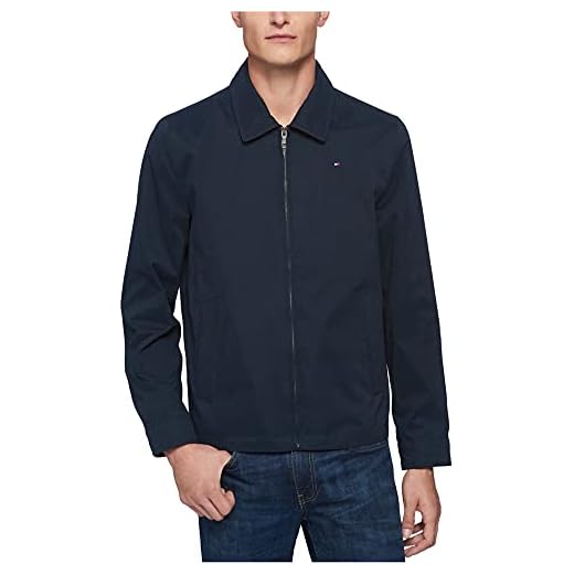Tommy Hilfiger Jaqueta de golfe masculina leve de microfibra (padrão, grande e alta), Azul marino, M