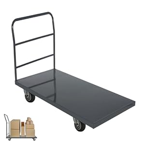 Heavy Duty Platform Truck Moving Flatbed Cart, 24″x48″Push Dolly, 2000 LBS Dolly Cart Flatform with Wheels and Handle, Steel Flatbed Cart for Luggage Moving, Shopping