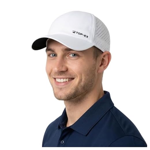 TOP-EX Oversized Baseball Cap for Men, XL Summer Hiking Hat with Instant Cooling Fabric, Laser-Cut Ventilated Large Sports Cap - White XL/XXL