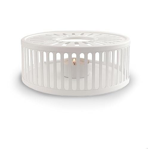 Creano weißes Design Stövchen aus Edelstahl mit Teelichthalter - Teewärmer - stabil klappert Nicht - für sämtliche Teekannen geeignet