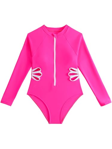 Image of SEGT Girl's One Piece Rash Guard Long Sleeve Swimsuits Bathing Suit
