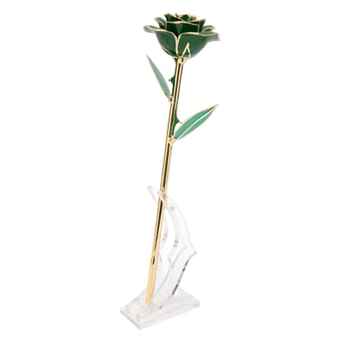 Rosa Preservada para Sempre, Rosa Elegante e Inovadora Banhada a Ouro 24K Com Suporte para Decoração