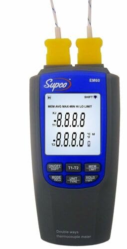 Replacement for fits Supco EM60 Dual-Channel Differential Digital Thermocouple Thermometer with...