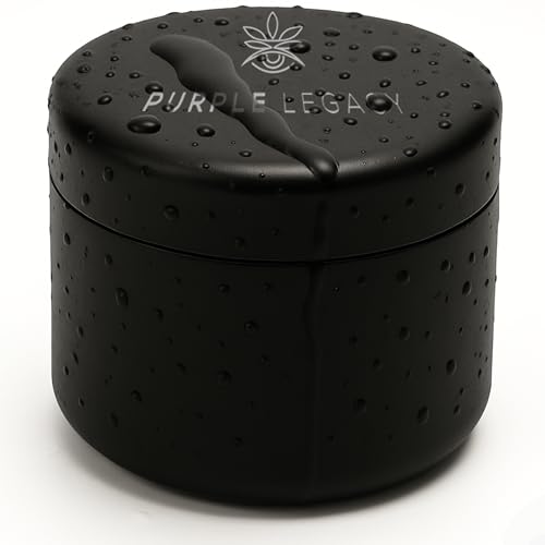 PURPLE LEGACY Premium Behälter aus Aluminium Dose I Wasserdicht I Luftdicht I ø63x45mm I UV Licht geschützt, Geruchsdicht (Schwarz Groß)