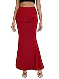 OPOIPIN Women's Ruched Bodycon Fishtail Mermaid Pencil Elegant High Waist Long Maxi Skirt Wine Red S