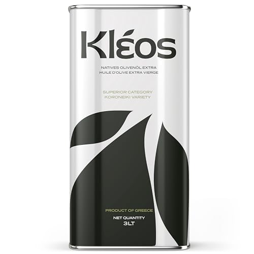 Kleos Extra Virgin Olive Oil 3 Liter - New Harvest 2024-2025 - Cold-Pressed Greek Olive Oil from Koroneiki Olives - Premium Quality