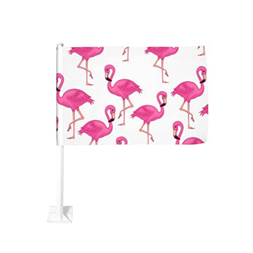 Flamingos Car Flag Window Clip 12×18inches Vehicle Outdoor Decoration Automobile Banner