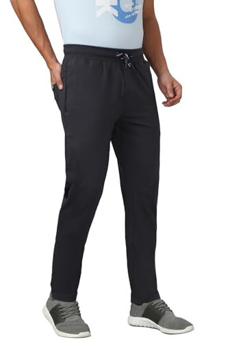 Image of Van Heusen Men's Track Pant | Side Zipper Pockets |Mid-Rise| Comfort Fit | Cotton Blend | Breathable & Casual | Easy Stain Release| Anti-Static Fabric | Activewear | Drawstrings | Style 50052