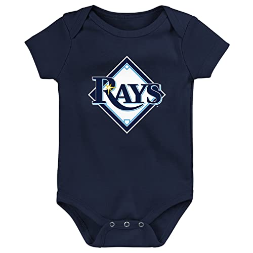 Image of Genuine Stuff MLB Newborn & Infants 0-24 Months Primary Logo Onesie Bodysuit Romper (Tampa Bay Rays, 3/6 Months)