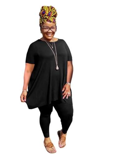 YeGine Women Plus Size 2 Piece Outfits Short Sleeve Top and Legging Pant Set Lounge Sets Tracksuit