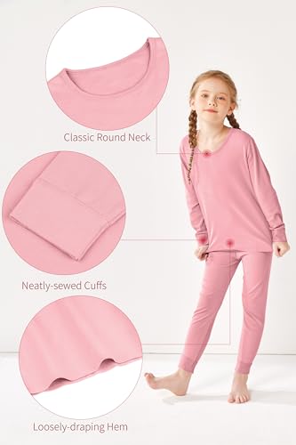Resinta Girls Cotton Thermal Underwear Set Toddler Long Johns Kids Winter Base Layer Top & Bottom3