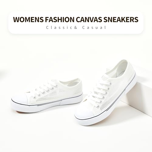 Image of hash bubbie White Sneakers for Women Low Top Canvas Shoes Womens Canvas Sneakers Women's Fashion Sneakers Slip on Casual Tennis Shoes