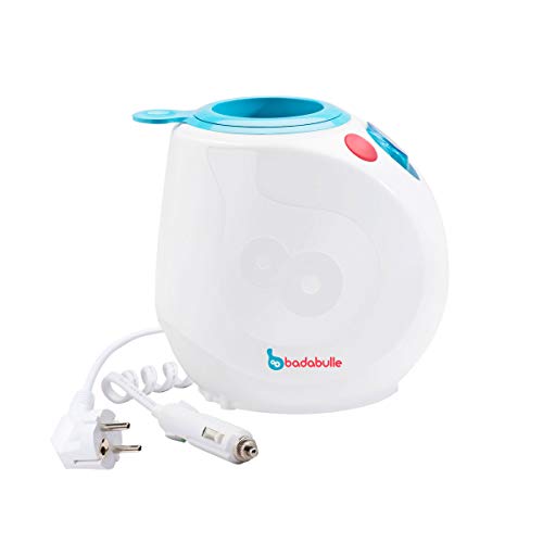 Badabulle Chauffe Biberons Nomade Easy(+) Pour Biberons & Petits Pots, Chauffe Rapide à la Vapeur, Utilisation Voiture & Maison, Universel avec Anneau d'Adaptation, Arrêt Automatique
