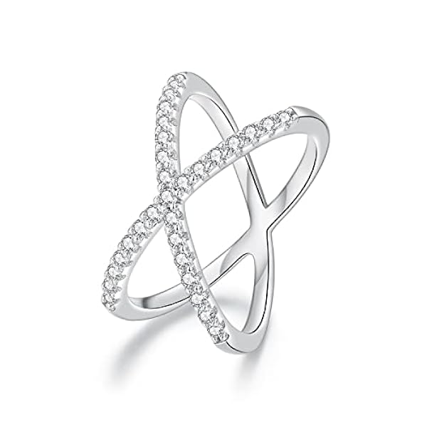 Bruiloft Eternity Ringen voor Vrouwen Sterling Zilver Moissanite Belofte Ringen met Wit Verguld