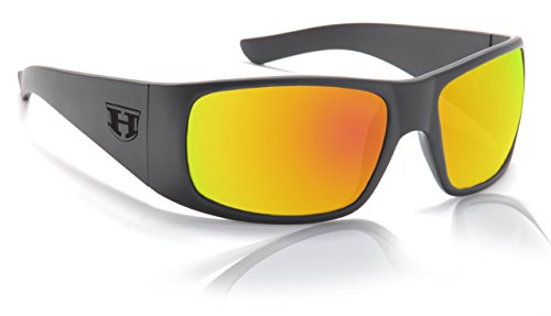 Ritz Sunglasses, Black on Black/Fire Chrome Polarized, One Size