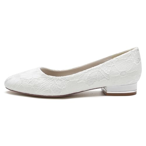 Women Slip On Lace Wedding Flats Wedding Shoes for Bride Shoes Closed Toe Ballet Flats3