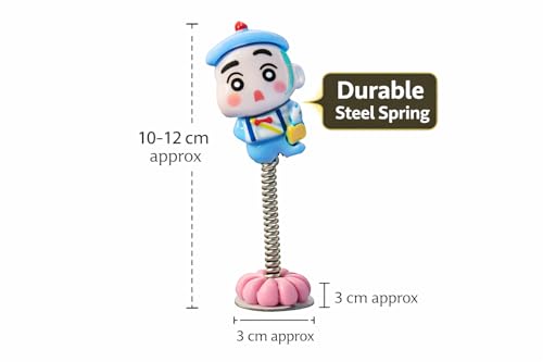 Image of Car Dashboard Bobblehead Toy Set of 6 Mini Cartoon Spring Dolls for Vehicle Interior Decoration (Cartoon Character Toy)