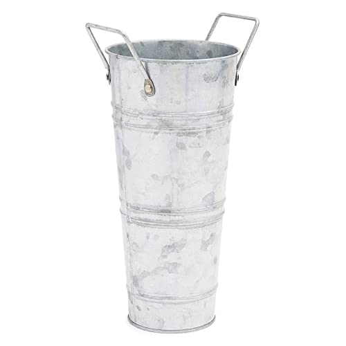 4 Pack Galvanized Flower Buckets, Metal Floral Vases For Rustic-Style Farmhouse Home Decor (9.8 X 5.9 In) #TOP7
