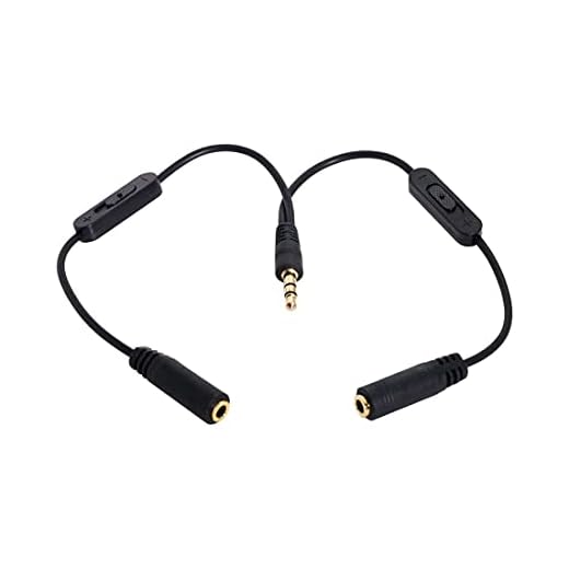 CY Black 3.5mm Stereo Male to Double 3.5mm Female Audio Headphone Y Splitter Cable with Volume Switch