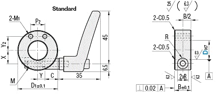 Shaft Collars - Compact with Clamp Lever Wedge, Side Mount Hole 20mm 1pc