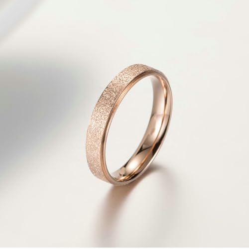 Promise Ring for Her, Engraved Rings for Women 2mm 4mm 6mm Wide Matte Rose Gold, Size 5 to 142