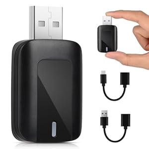 Euakee Android Auto & I-O-S CarPlay draadloze adapter, plug & play 5GHz WiFi Wireless CarPlay dongle, Easy to Upgrade Wired Car Play to Wireless Fits Cars 2015+ (BT5.0/WiFi2.4G)