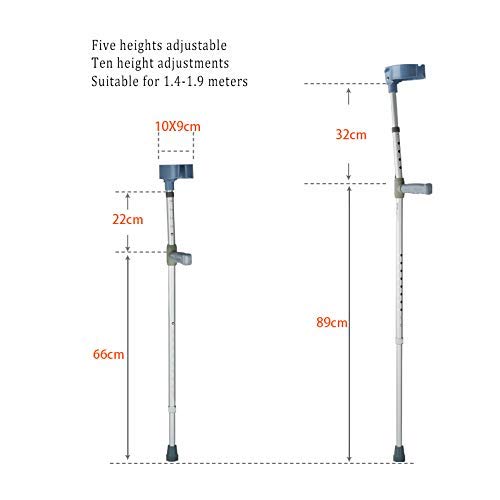 Bastones Muletas de antebrazo de aluminio ajustables para niños y adultos de baja estatura, mangos ergonómicos, reduce la fatiga del brazo y el dolor de artritis, caminar o caminar Viga de equilibrio