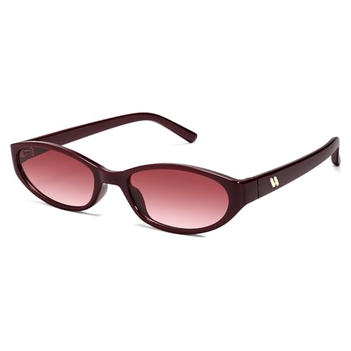 Image of Retro Oval Sunglasses Womens Mens Y2k Trendy Cateye Shades AR82299 | Narrow Round Cute Sunnies,90s 2000s Cool Skinny Frame