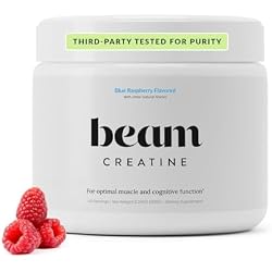 BEAM Creatine Monohydrate Powder – 5g Micronized Creatine Monohydrate, Flavored Creatine for Women & Men, Muscle Strength, Growth & Cognitive Support, Blue Raspberry Flavor, 30 Servings