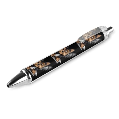 Yorkie with Wings Retractable Ballpoint Pen Black Ink Writing Pens for Work Office 1 PCS