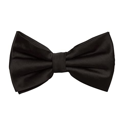 Fabio Farini - schwarze Herren Fliege vorgebunden & verstellbar, klassische Schleife in unifarben, Querbinder für feierliche Anlässe, Schwarz glänzend