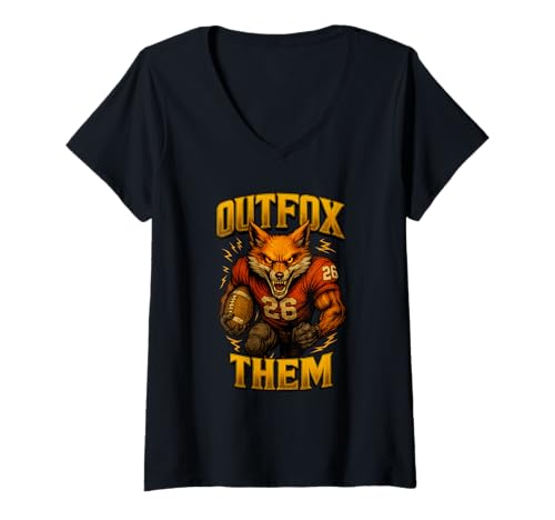 Mujer Cool Outfox Them Number 23 Game Day - Ventilador de ropa deportiva Camiseta Cuello V