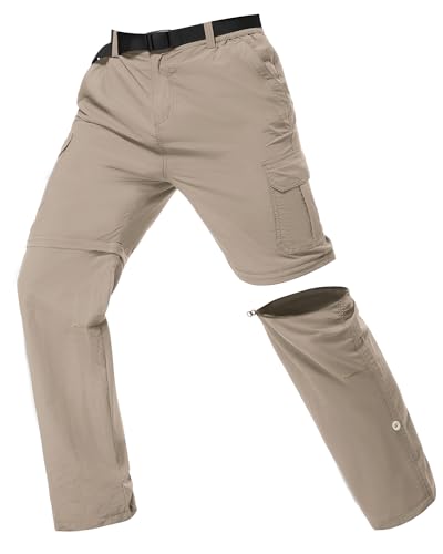 Lufebut Pantaloni da Trekking Uomo con Zip Staccabile Pantaloni da Trekking Leggeri, Traspiranti ad Asciugatura Rapida Pantaloni da Esterno Pantaloni Funzionali da Lavoro Estivi con Cintura