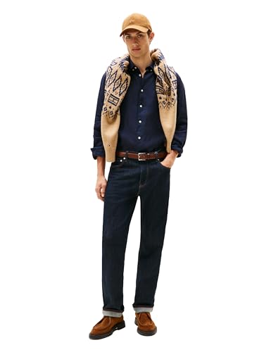 Image of Tommy Hilfiger Men's Long Sleeve Casual Linen Button Down Shirts in Regular Fit