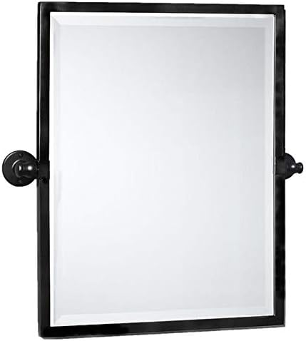 Black Metal Framed Pivot Rectangle Bathroom Mirror Tilting Beveled Vanity Mirrors for Wall 23'' x 24'' inches…