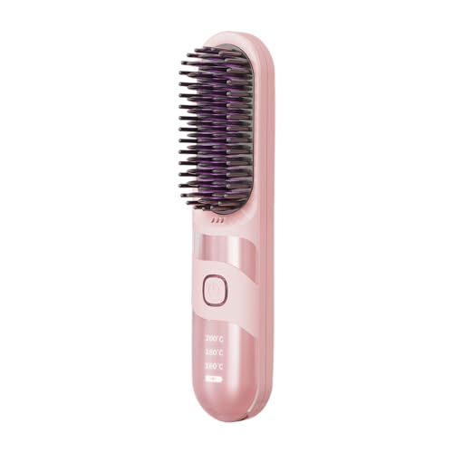 Duroecsain - Cepillo alisador de pelo recargable para mujer, 2 en 1, cepillo alisador iónico inalámbrico, antiescaldado, para viajes, salón y hogar