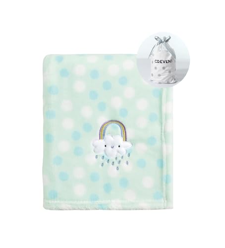 Image of (Green) - CREVENT 80cm x 100cm Green White Dot Cute Rainbow Cosy Coral Fleece Baby Blankets Unisex for Toddler Baby Swaddle Blanket /Toddler Blanket /Stroller Cover /Crib Blanket /Car Blanket /Play Mat