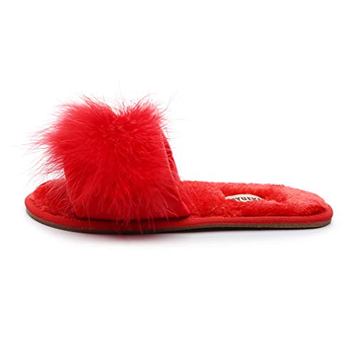 FAYUEKEY Fuzzy Slippers for Women Fluffy Furry Open Toe Slippers House Bedroom Shoes2