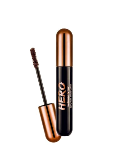 Flormar Hero Volume & Curl Mascara – Wimperntusche Braun für Volumen & Schwung, Super-Soft-Fiberbürste, wischfest, kein Verklumpen, langanhaltend, 10 ml