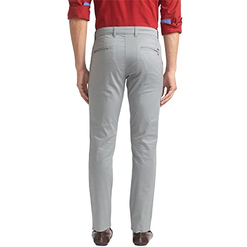Image of Parx Men's PLEATLESS Low Rise Tapered FIT Medium Green Formal Trouser