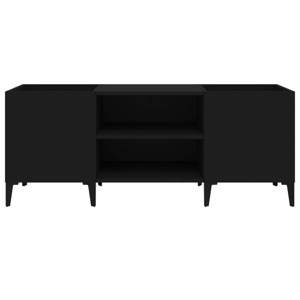 Tidyard Mueble para Discos Estanteria CDs,Mueble Tocadiscos,Mueble para Discos,Mueble para Vinilos,Madera contrachapada Negro 121x38x48 cm
